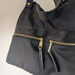 Large Weekender Tote Bag Black Nylon Purse with 3 Compartments Steve Madden Bag